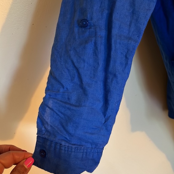 For Cynthia Royal Blue Linen Tunic - Picture 3 of 9